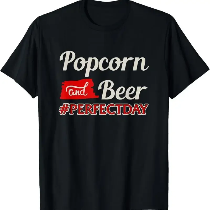 Popcorn And Beer Equals Perfect Day Hashtag T Shirt
