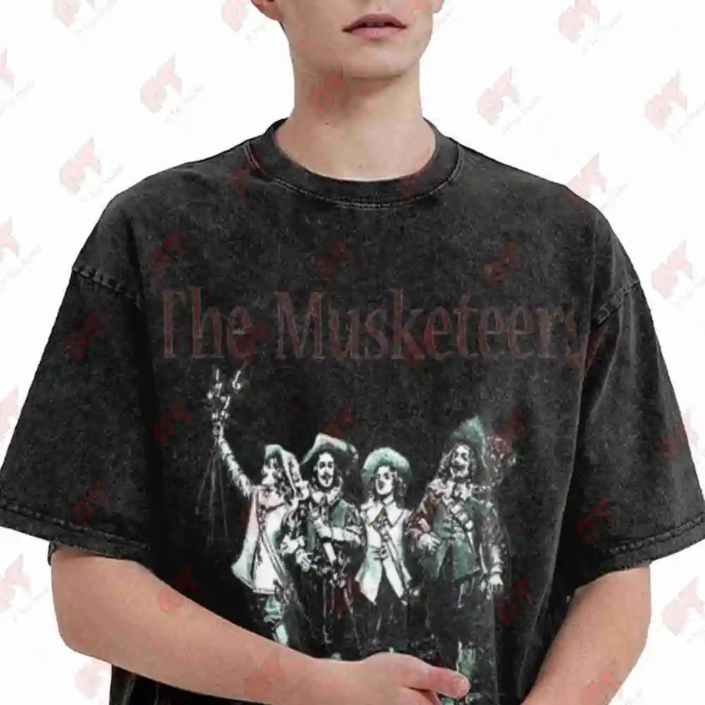 The Three Musketeers Alexandre Dumas Athos Porthos Aramis Vintage Washed Tee Pure Cotton T-Shirt