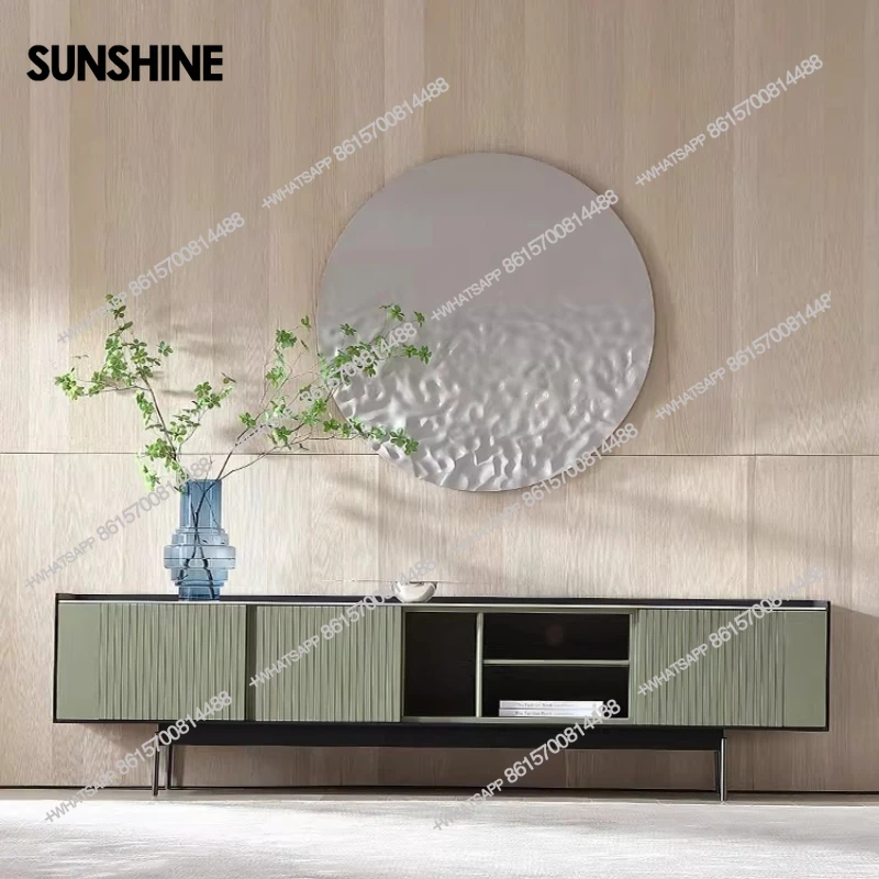 Italian minimalist living room TV cabinet coffee table combination, modern minimalist villa storage floor cabinet