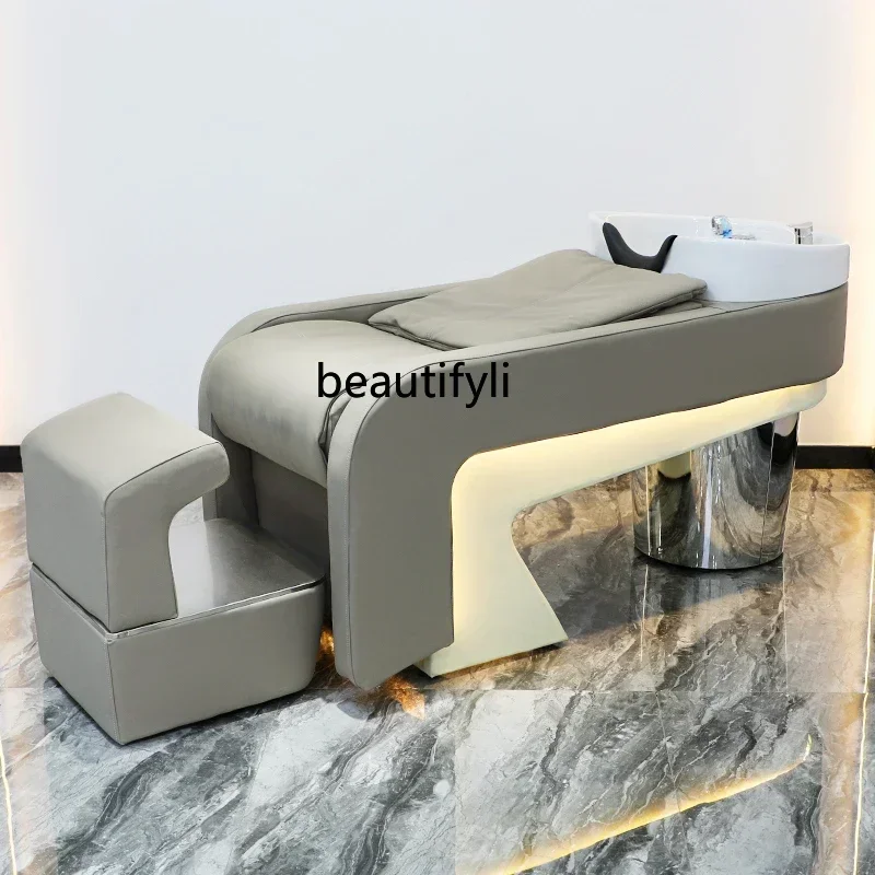 

Ceramic Basin Flushing Bed Shampoo Chair Hair Saloon Dedicated for Hair Salon Sitting Half Lying Hair Salon Stainless Steel