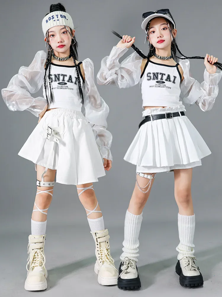 Neues, stylisches Street-Jazz-Tanzset für Mädchen, bestehend aus zwei Teilen, ideal für Auftritte, K-Pop-Tanz und als Kostüm für Modenschauen. – Detail 5