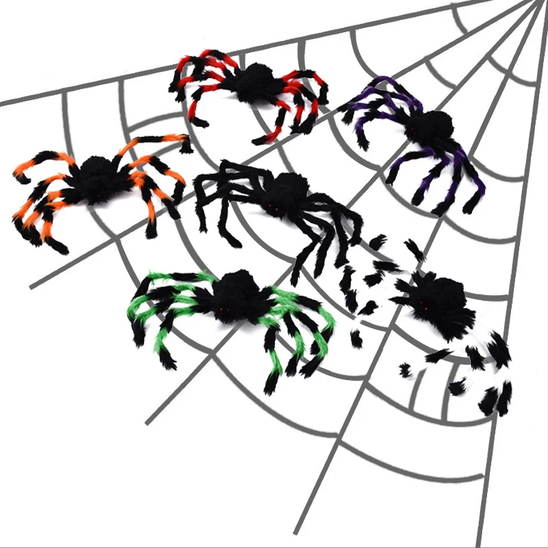 Grande araignée en peluche pour Halloween, jouet créatif, modèle de simulation amusante, décorations de fête, ornements de jardin, nouveauté