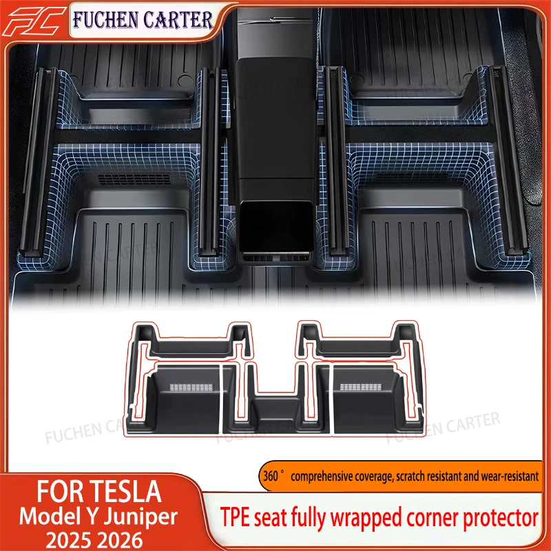 

For Tesla Model Y Juniper 2025 2026 Under Seat Corner Guard Seat Slide Rail Protector Cover Anti-Kick Decor Flocking Accessories