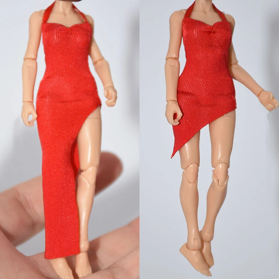 3.75 inches 1/18 Scale female clothes red black dress fit action figure dolls