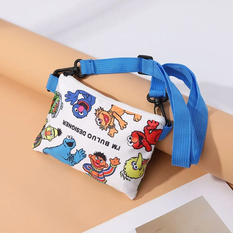 Sesame Street BIG BIRD COOKIE MONSTER creative and simple ins style versatile one-shoulder crossbody handbag for boys and girls