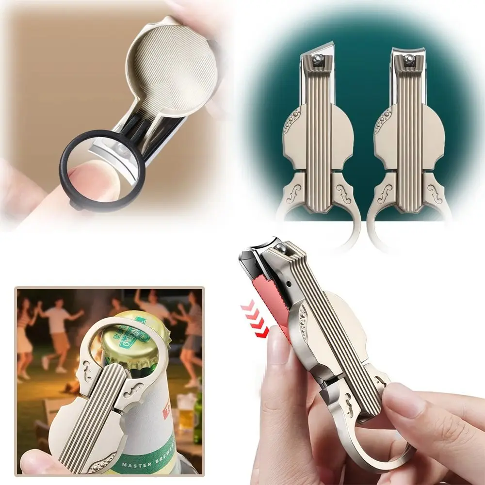 الهدايا الكمان شكل مسمار كليبرز الفولاذ المقاوم للصدأ مكافحة سبلاش أدوات مانيكير مع فتاحة الزجاجات شقة مائل رئيس الأظافر المتقلب #5