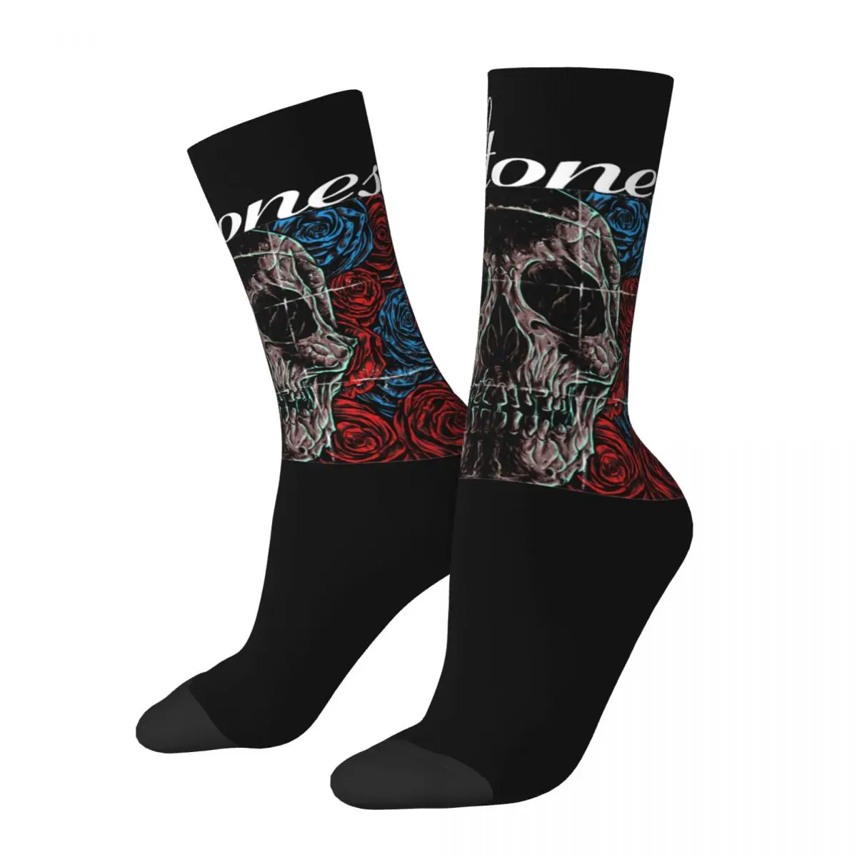 Retro Horror Deftones Skull Basketball Socks Gothic Polyester Middle Tube Socks for Unisex Sweat Absorbing