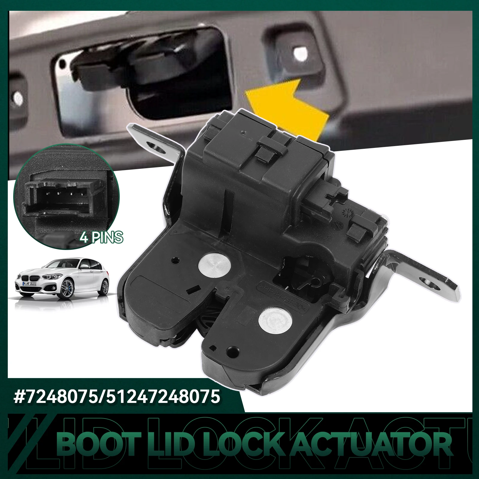 

4 Pins 51247248075 7248075 Tailgate Boot Lid Trunk Motor Door Lock Latch Actuator for BMW 1 Series F20 / F21 I3 Car Accessories