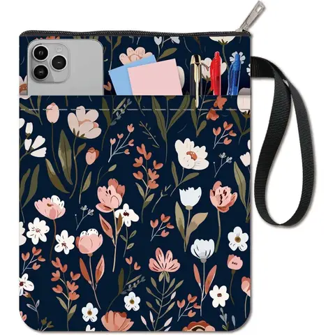 지퍼가 달린 식물 책 커버, 빈티지 책 슬리브, 페이퍼백용 꽃 보호대, 세탁 가능한 원단 천 커버 Best5