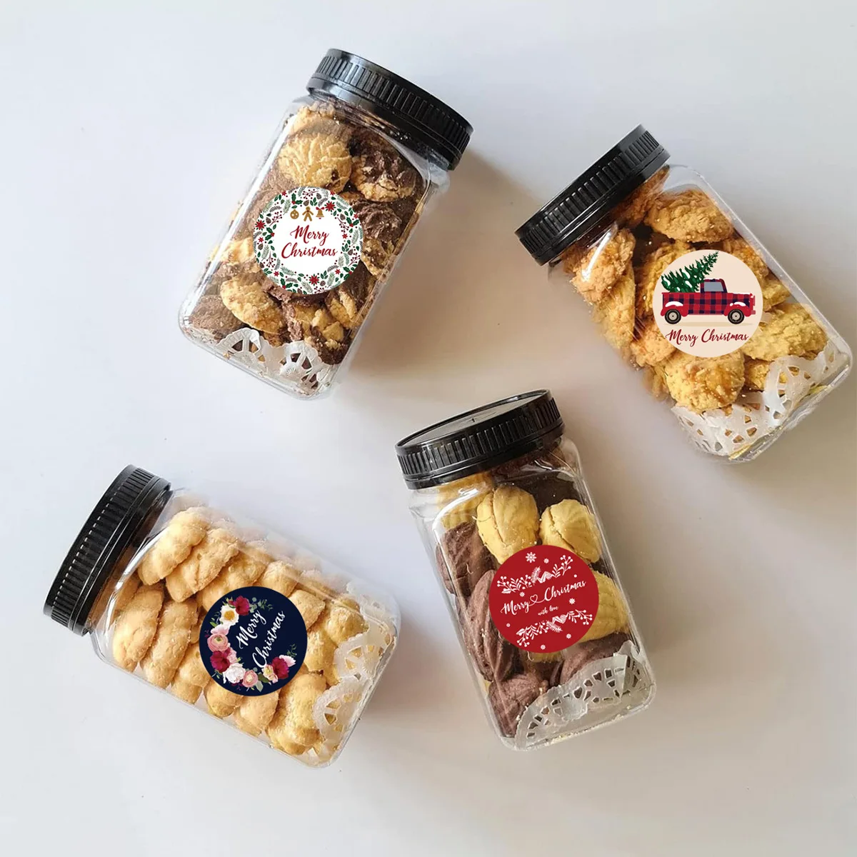 500 قطعة ملصقات عيد ميلاد سعيد 1 بوصة مستديرة عيد الميلاد العلامات ملصقات للأطفال هدية الخبز حزمة المغلف القرطاسية الديكور