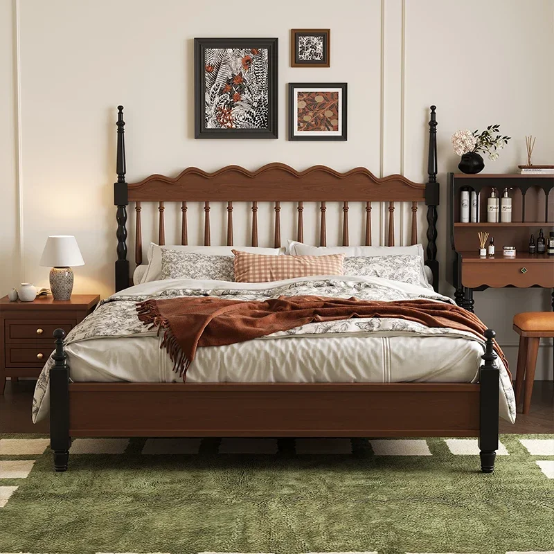 

Full Size Bed Frame French Retro Windsor Double Bed Twin Bed Frame Simple Aesthetic Muebles De Dormitorio Bedroom Furniture
