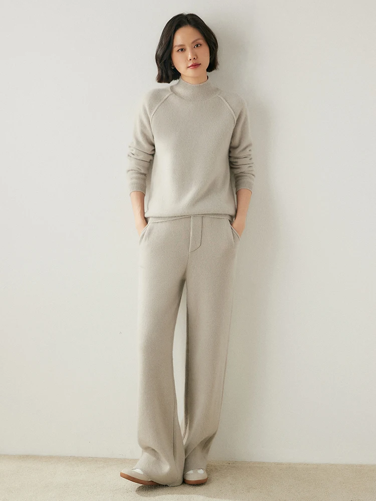 

Angel Autumn Winter Women Mock Neck Cashmere Pullover Basic Long Sleeve 100% Cashmere Sweater Soft Warm Cashmere Knitwear Tops