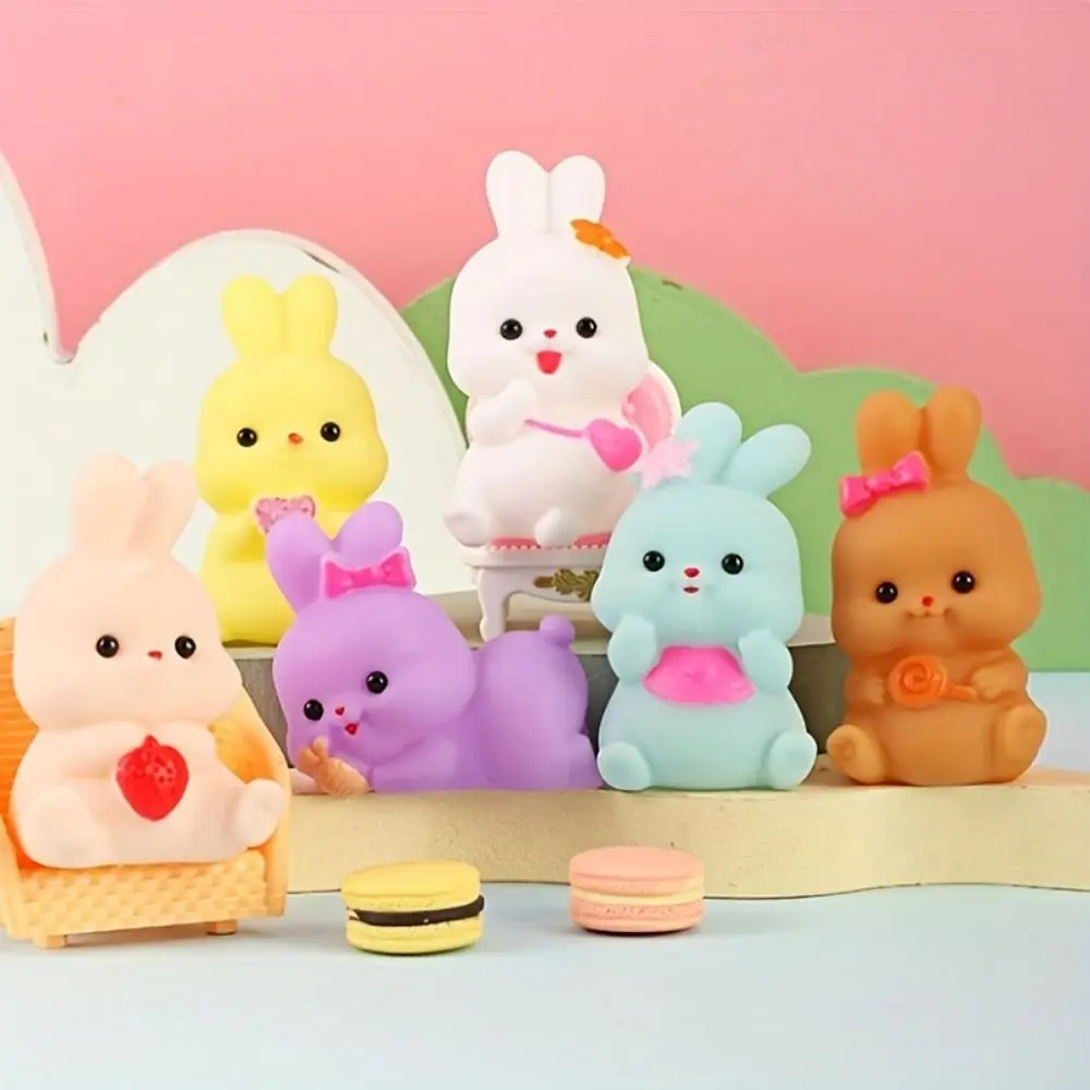 

6pcs/set Squeeze Rabbit Squeeze Toys Decorated PVC Easter Bunny Fidget Soft Cartoon Animal Rabbit Slow Rebound Toy Kids Gift