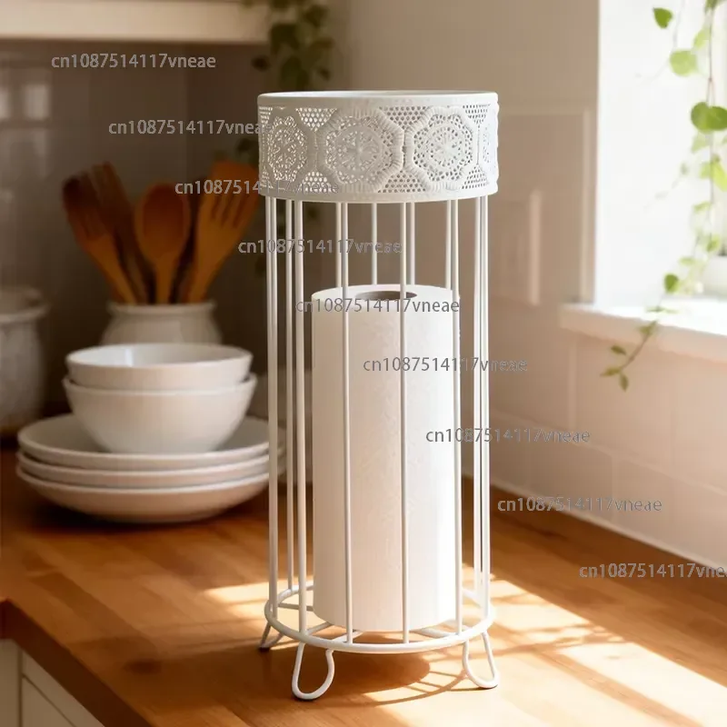Luxury Gold Metal Modern Multifunction Paper Towel Holder Stand Vertical Kitchen Roll Holder Countertop Tissue Rack Bathroom