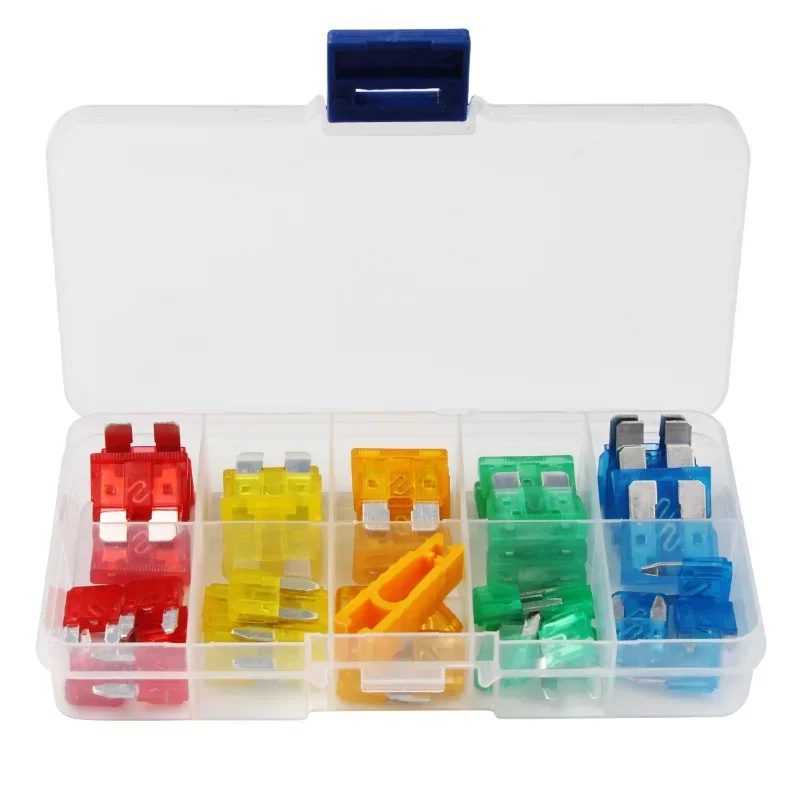 50PCS 5/10/15/20/30A Car Auto Standard and Mini Blade Fuse Kit Motorcycle Boat Truck Automotive Blade Fuse Assortment set