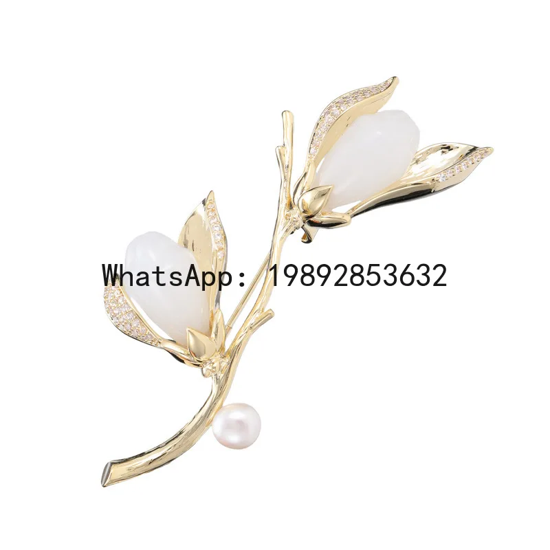 

PYJ national style classical magnolia brooch high sense light luxury women's coat temperament exquisite corsage