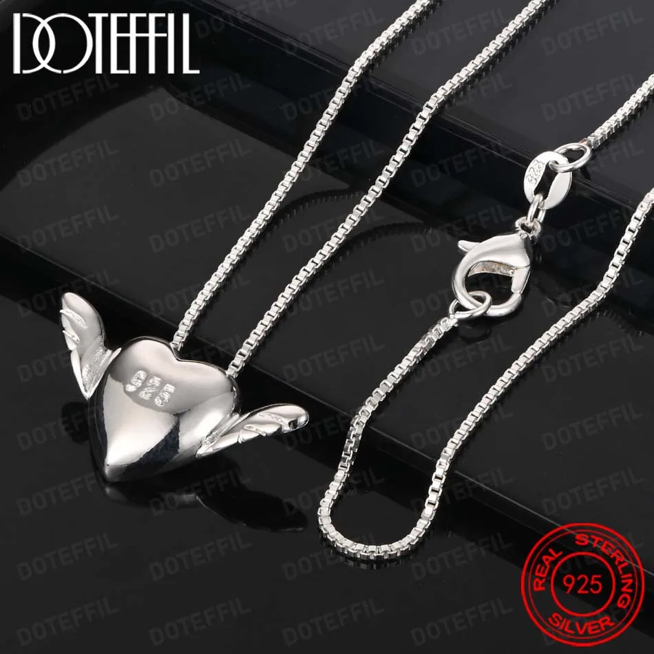 925 فضة القلب الجناح قلادة قلادة للمرأة الزفاف حفلة خطوبة مجوهرات هدية #6