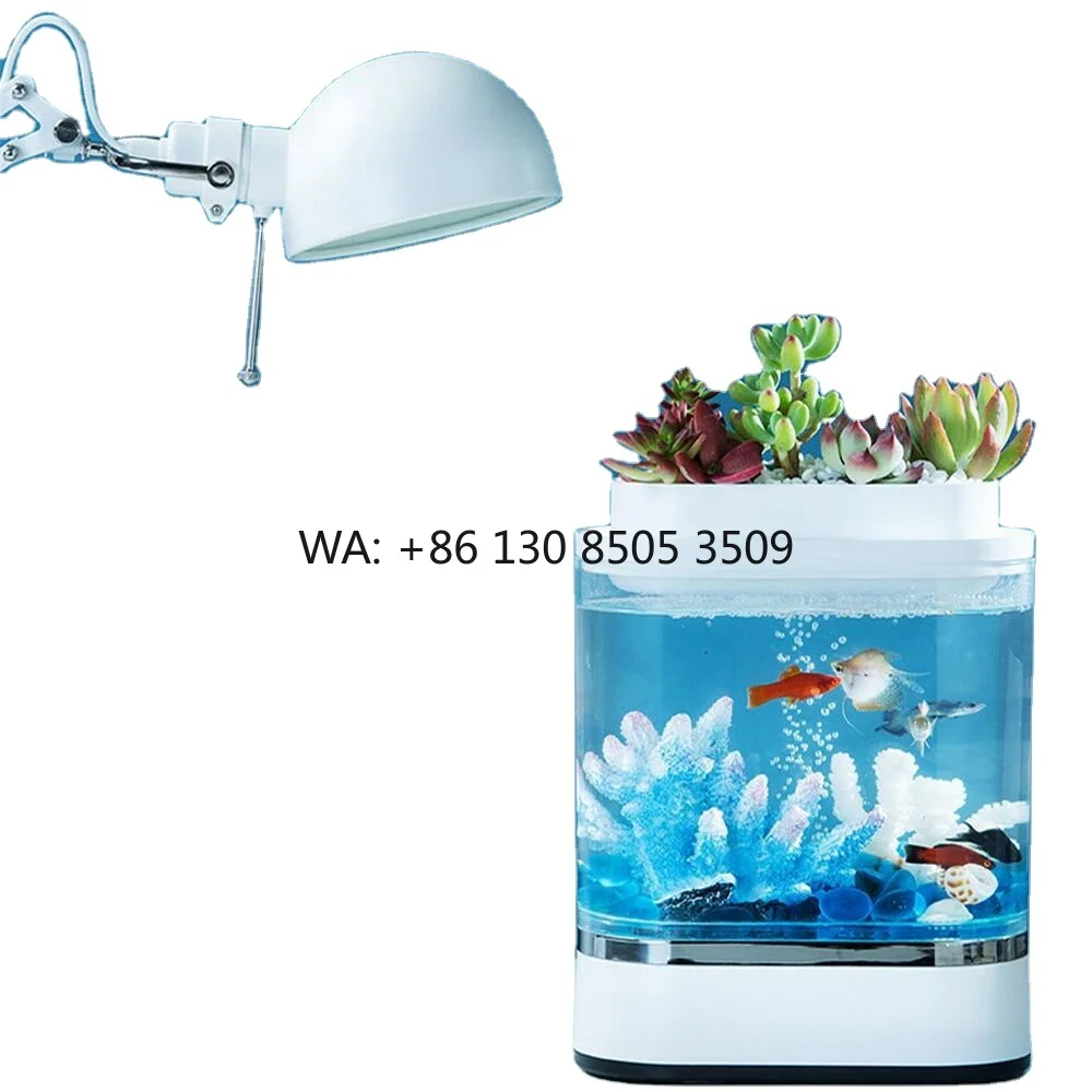 

New Mini Rectangle Lazy Fish Tank with USB Charging Self-Cleaning Feature 7 Color LED Lights Small Water Garden Tank Aquarium