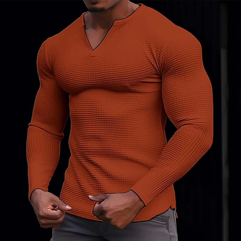 V Neck Men Shirts Long Sleeve Muscle Office Outdoor Plus Size Pullover Slim Soft Beach Sport Breathable Fashion