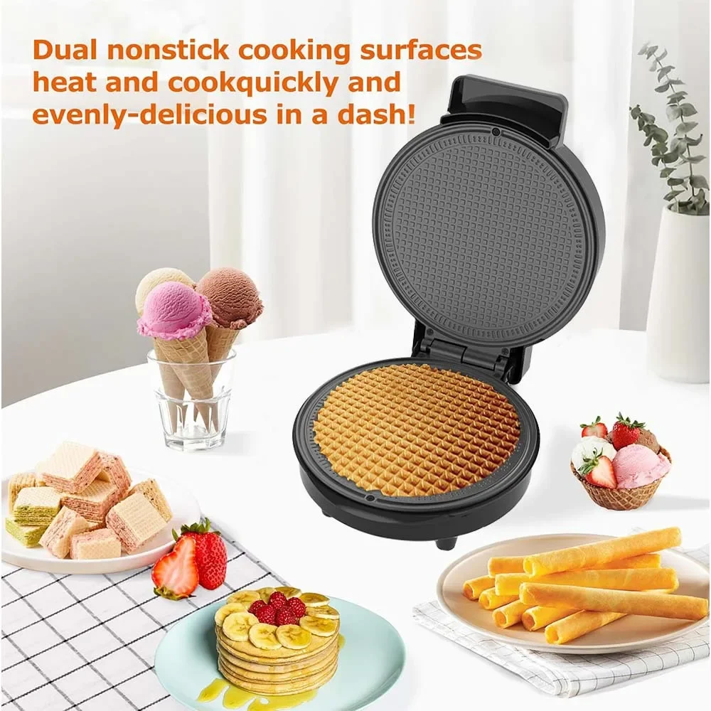 220V Household DIY Ice Cream Cone Machine, Breakfast Crisp Reel Machine 1000W Electric Cake Pan Pancake Machine