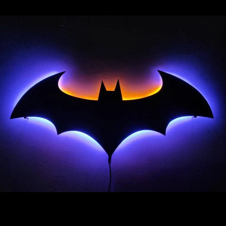 ZK20 Creative LED Night Light Decorative Wall Lamp Remote Control Color Changing Lamp Bat Wing Bedside Ambient Sign Lamp