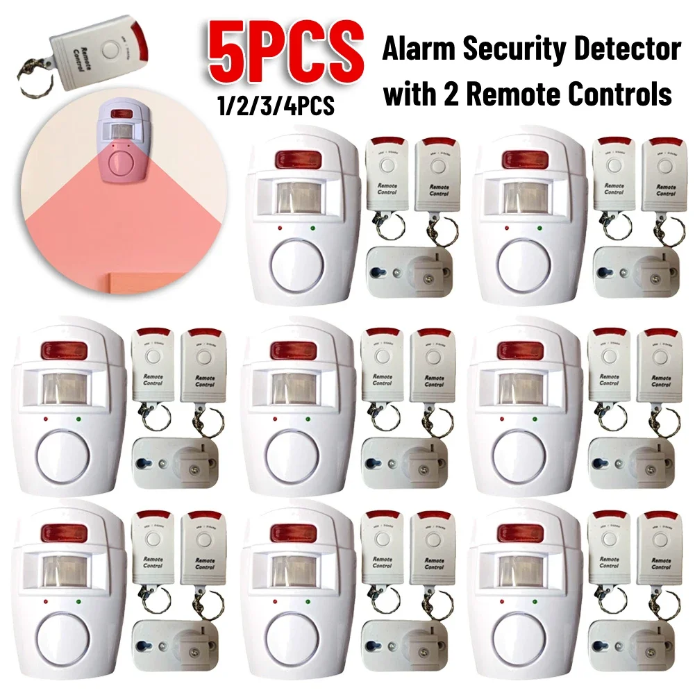 

1-5pcs Wireless Motion Sensor Alarm Security Detector Indoor Outdoor Alert Systeem Met Afstandsbediening Voor Thuis Garage