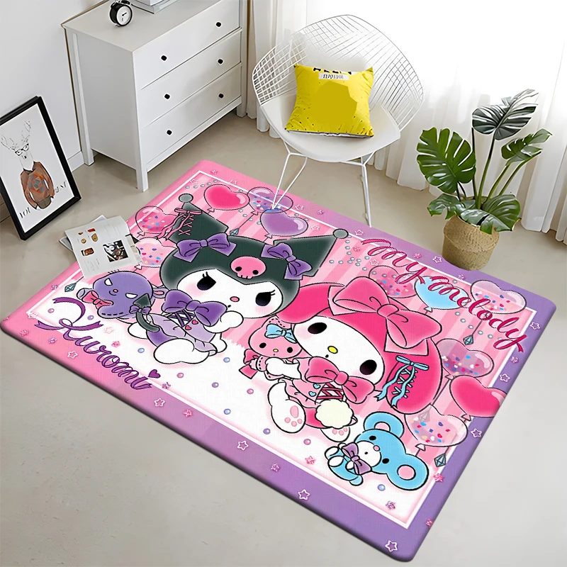 Sanrio Family Cute Cartoon HD Printed Carpet Living Room Home Decor Sofa Table Rug Non-slip Chair Lounge Mat Picnic Camping Gift