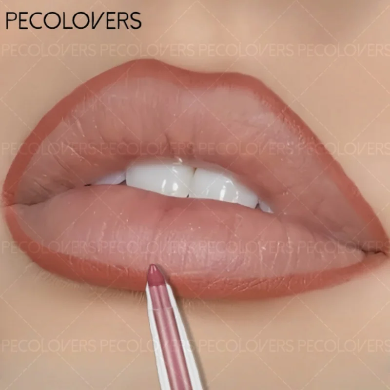 2-in-1 Matte Nude Lip Liner กันน้ำลิปสติกติดทนนานปากกาสีชมพูสีม่วงกำมะหยี่คอนทัวร์สีแดงลิปทินท์ไลน์เครื่องสำอาง