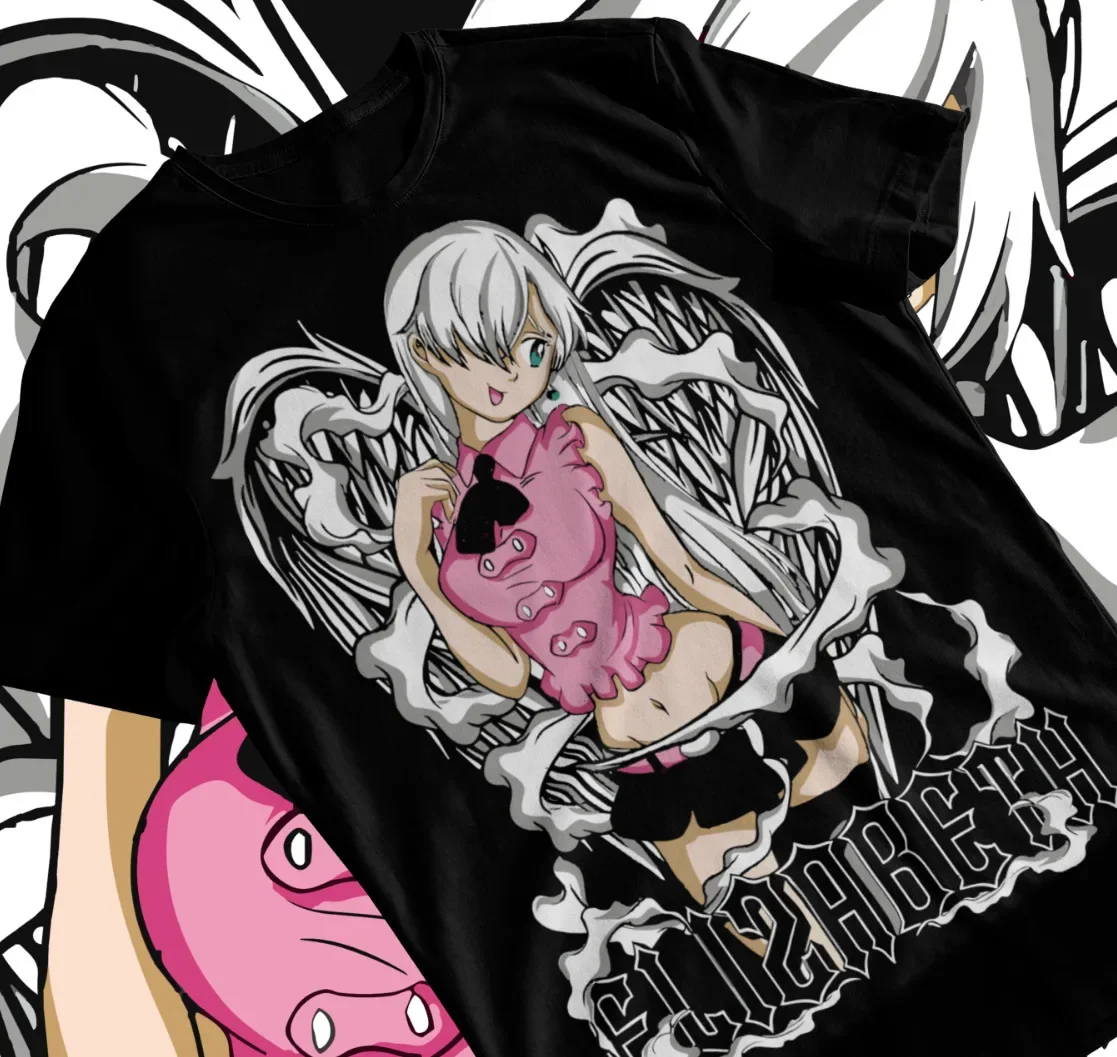 Camiseta de Manga de Anime, prenda de vestir, suave, estilo japonés, Seven Deadly Sins, Elizabeth