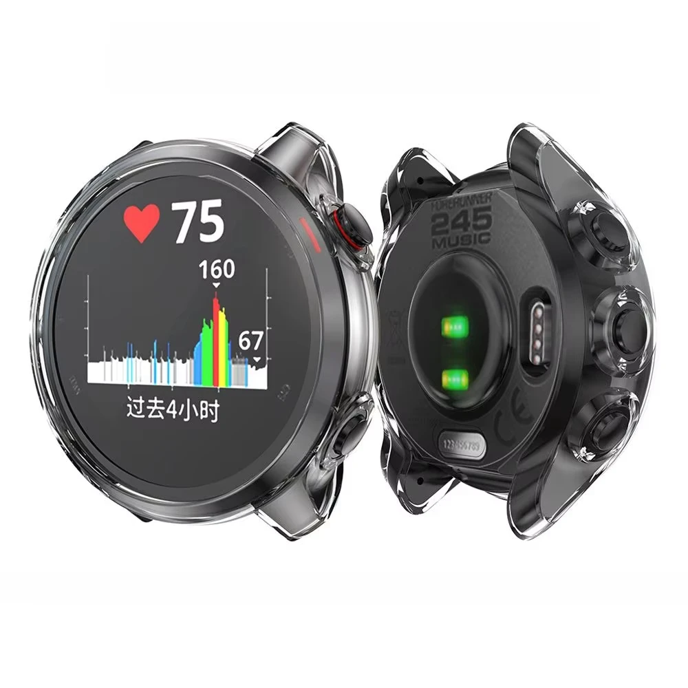 For Garmin Forerunner 245 Soft TPU Watch Case Protective Cover Screen Protectors