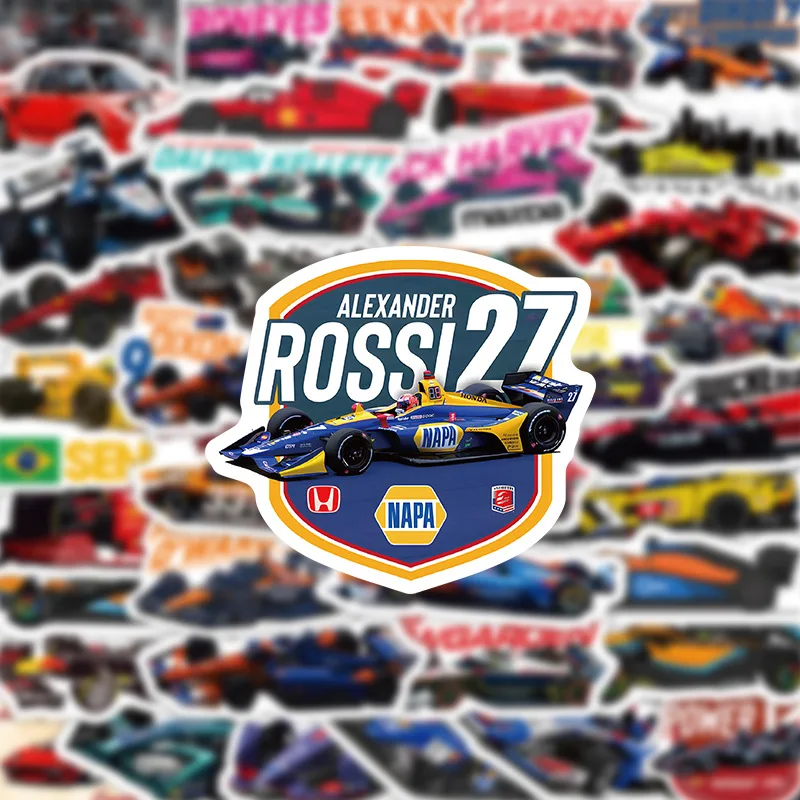 60PCS Cool F1 Formula Racing Cartoon Stickers Exciting Racing Competition Stickers Laptop Phone Guitar Car Bike Skateboard Toys