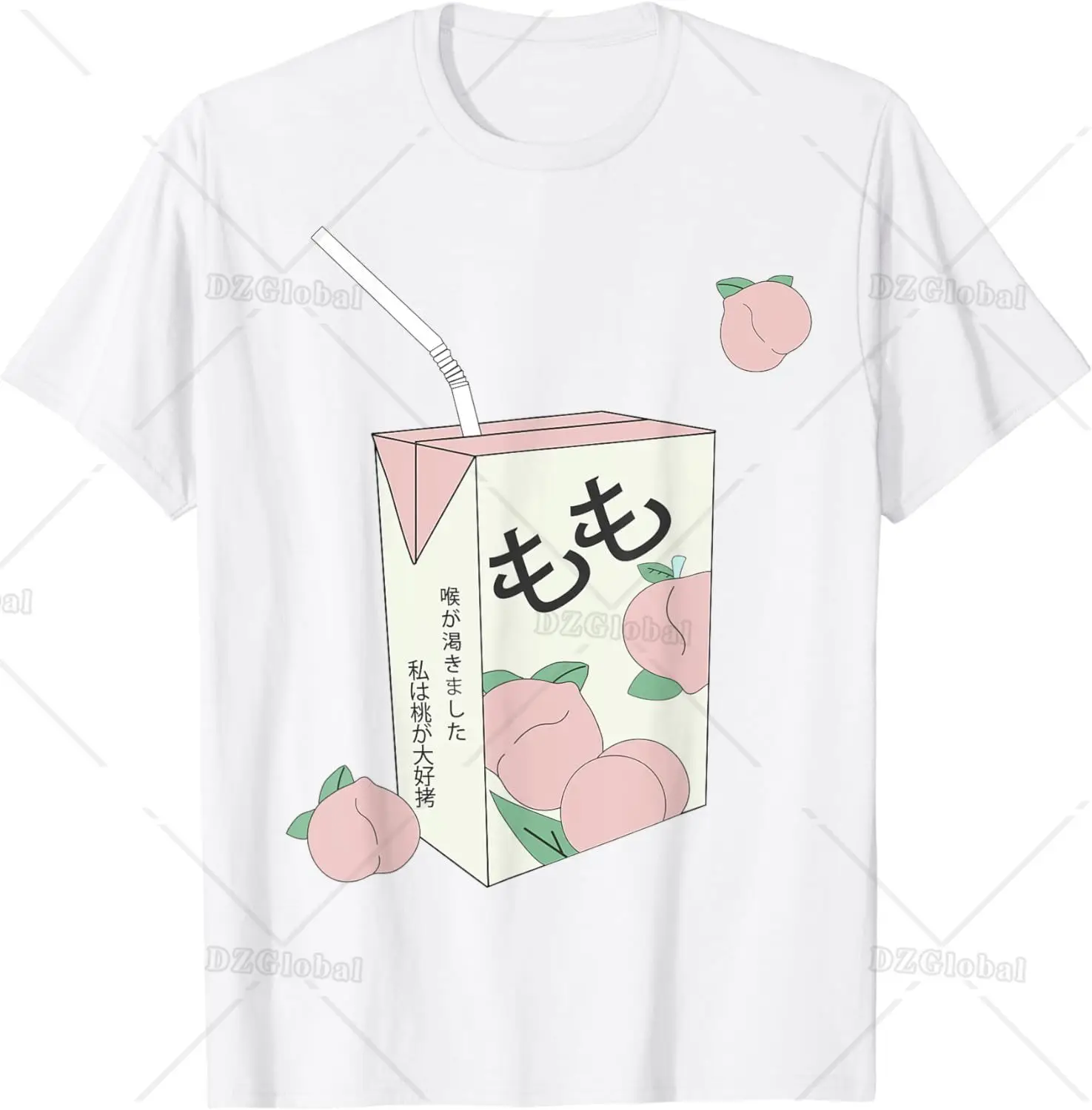 Indie Aesthetic Girls Tops Japanese Text Otaku Peach Juice T-Shirt Aesthetics Cosas Clothes  Tops  Shirts for Women  Harajuku