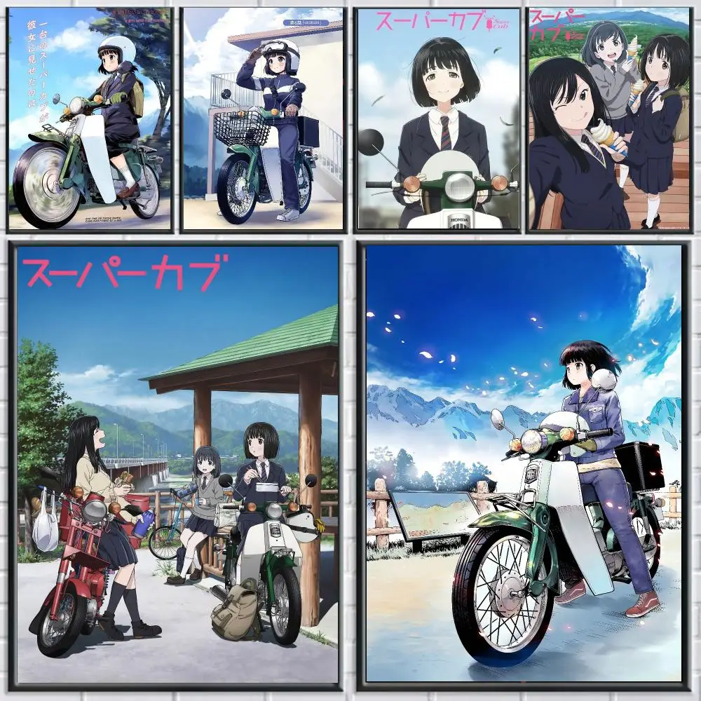anime S-Super Cub-B Poster Peel and Stick Wall Art for Cafe Office Bar and Home Decoration