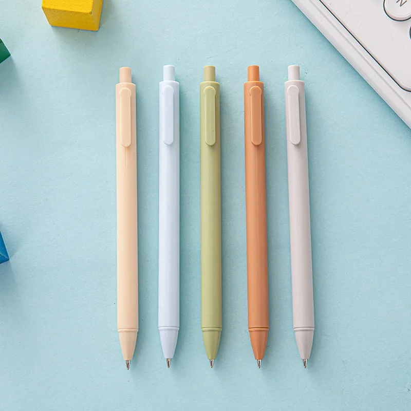 Set of 5 Cute Ballpoint Pens, Korean and Japanese School Office Stationery, Kawaii Neutral Pens for Business and Office Use