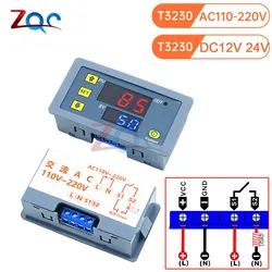 T3230 110V 220V 12/24V Digital Time Delay Relay LED Display Cycle Timer Control Switch Adjustable Timing Relay Time Delay Switch