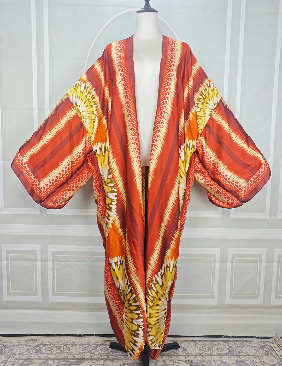Kimono Estivo Sexy da Donna, Copricostume Ampio Stile Boho Africano, Copricostume Bikini Femminile Musulmano Aperto sul Davanti