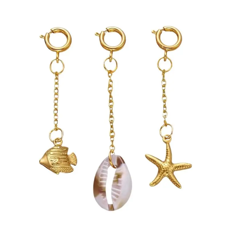 1/3 Stück Edelstahl Kreativer Muschel-Korallen-Seepferdchen-Bikini-Verschluss-Anhänger für Damen, Seestern-Fisch-Muschel-Bikini-Bademode-Schmuck – Detail 7