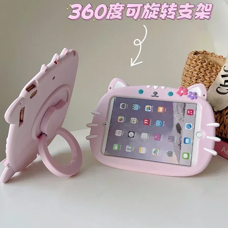 Étui rotatif à 2023 degrés pour Xiaomi Redmi Pad SE, chat de dessin animé 3D, silicone adapté aux enfants, Funda, Xiaomi 6, 6Pro, 5, 5Pro, 11 pouces, 360