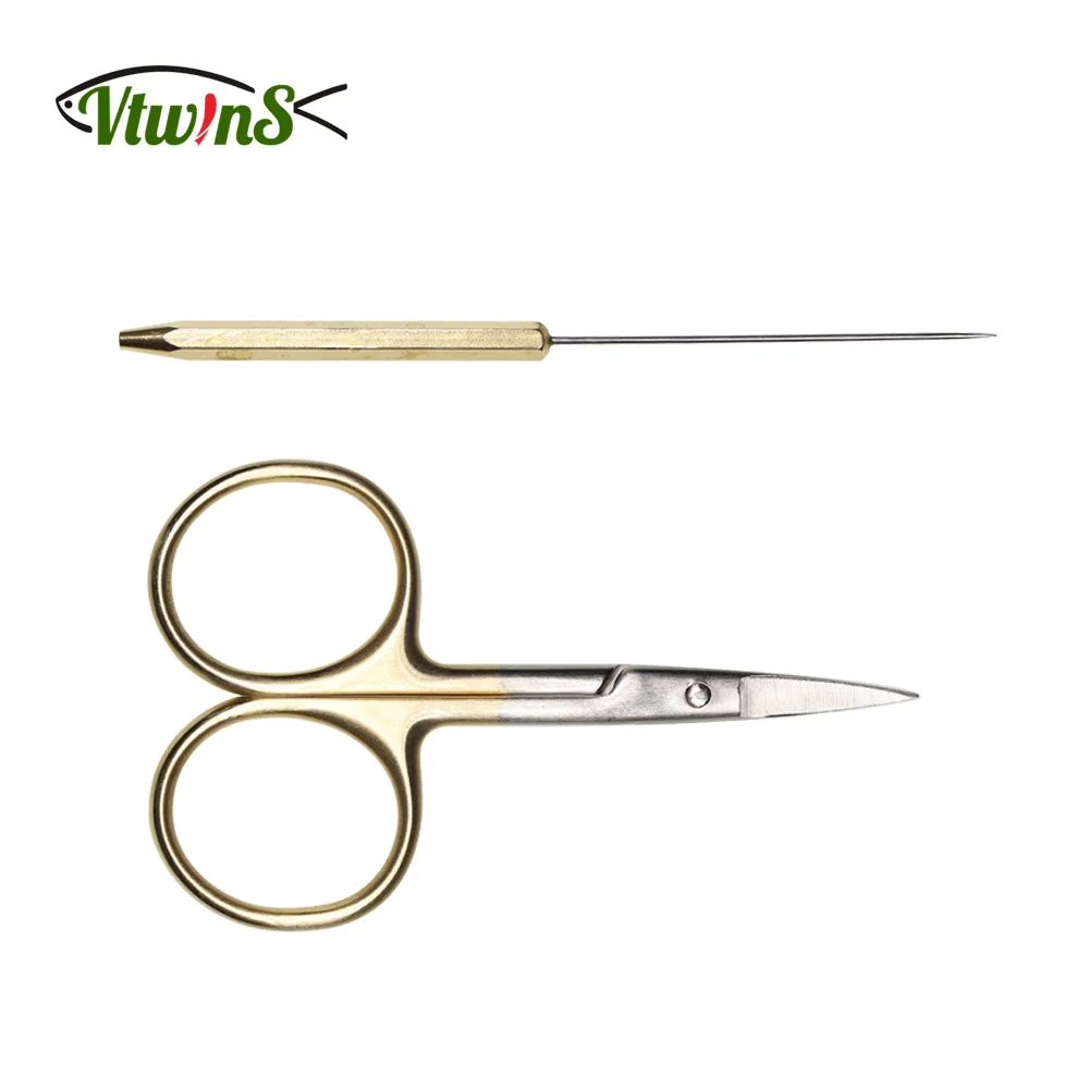 Vtwins Fly Tying Bodkin and Gold Loops Stainless Steel Carbide Fly Tying Scissors Serrated Straight Blades Shears Tying Tools