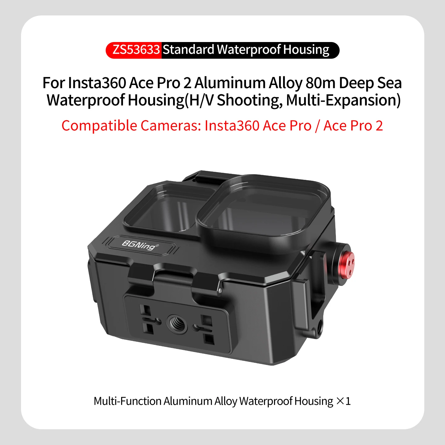 80M Tiefsee-Aluminium-Wasserdichtgehäuse IP68 für Insta360 Ace Pro 2 Action-Kamera-Käfig mit Schnellverschluss-Tauchgehäuse für Unterwasserfotografie – Detail 33
