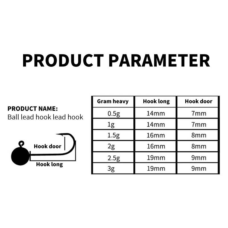 ORJD 10pcs Crank Jig Lead Head Fishing Hook 0.5g 1g 1.5g 2g 2.5g 3g 5g 7g 10g 14g Soft Silicon Lure Fishhooks Fishing Track Tool