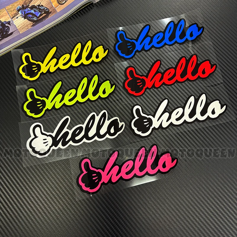 Hello Stickers Scooter Motorcycle Fuel Tank Pad Side Fairing Decal For Car Vespa Suzuki Kawasaki Honda BMW Brixton Mutt Norton