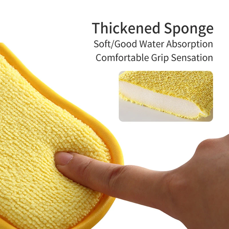 5/10/15PCS Super Absorbent Microfiber Double-Sided Scrub Sponge for Dishwashing Kitchen Bathroom Clean Cloth Eraser Magic Sponge