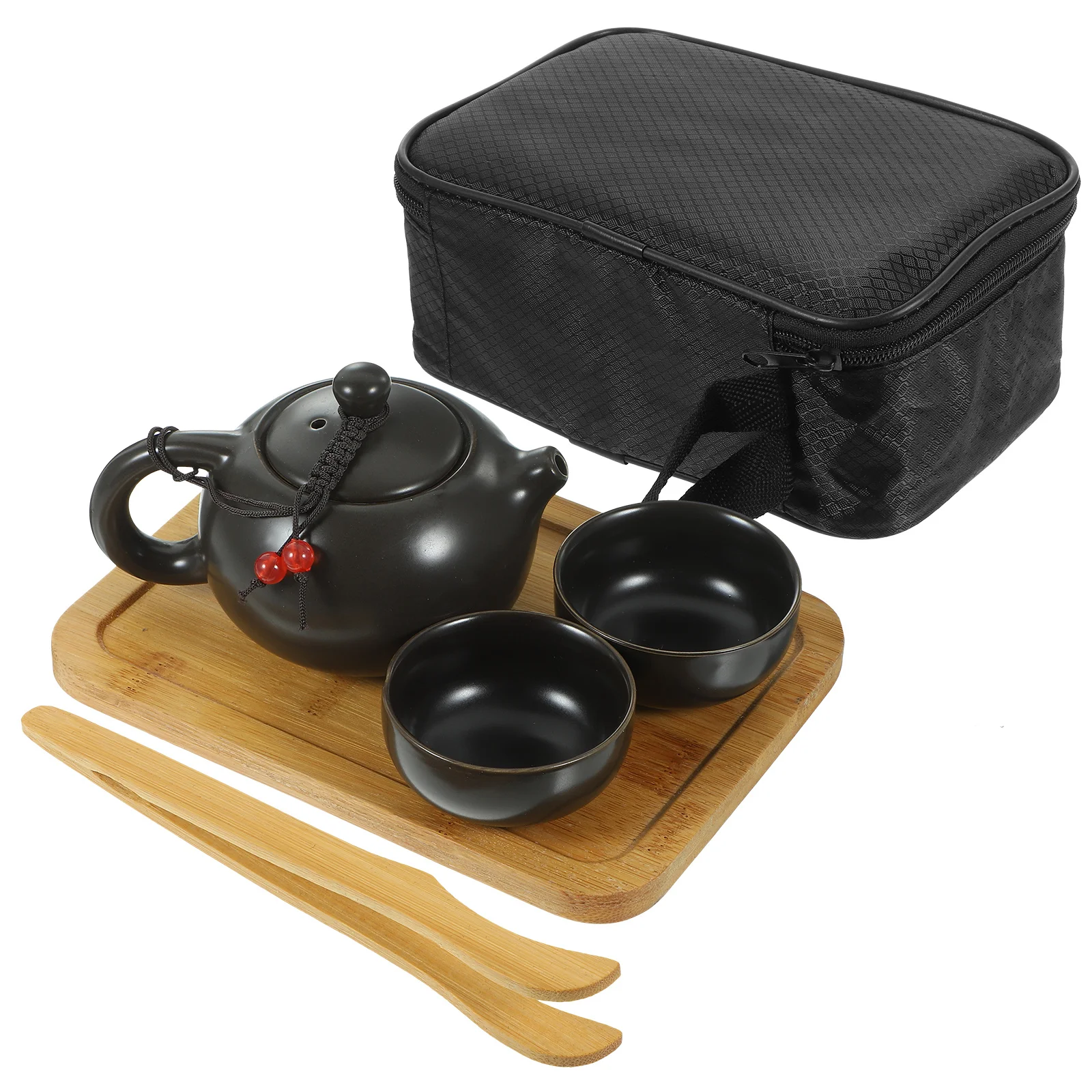 

Travel Tea Set Porcelain Kung Fu Tea Ware 1 Teapot 2 Teacups Tray Cloth Tong Bag Portable Chinese Traditional Gift Outdoor