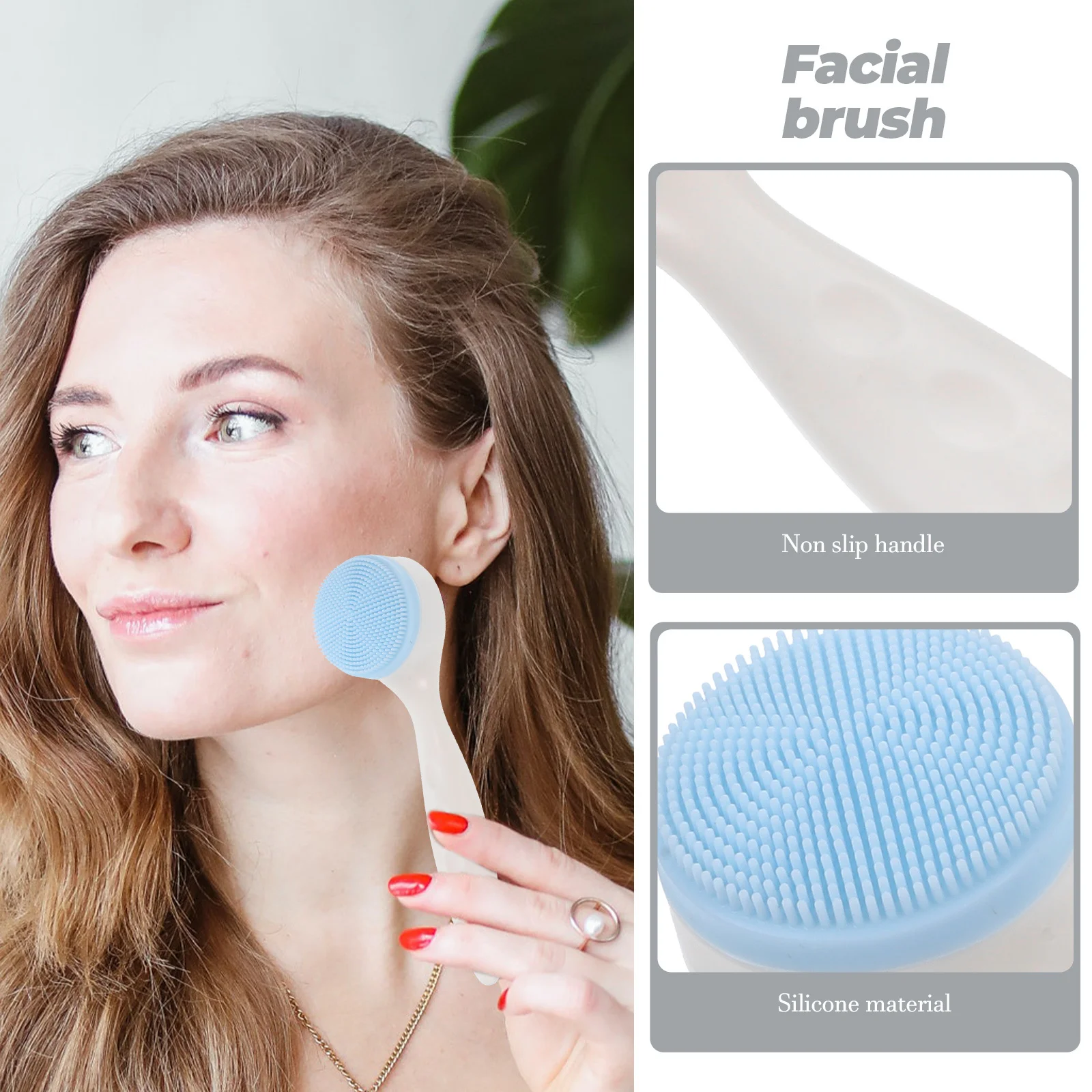 2 個のフェイシャルブラシ シリコーンフェイスクリーニングブラシ ソフトマッサージ 滑り止めハンドル ディープクレンジングスクラバー 優しい肌に適しています