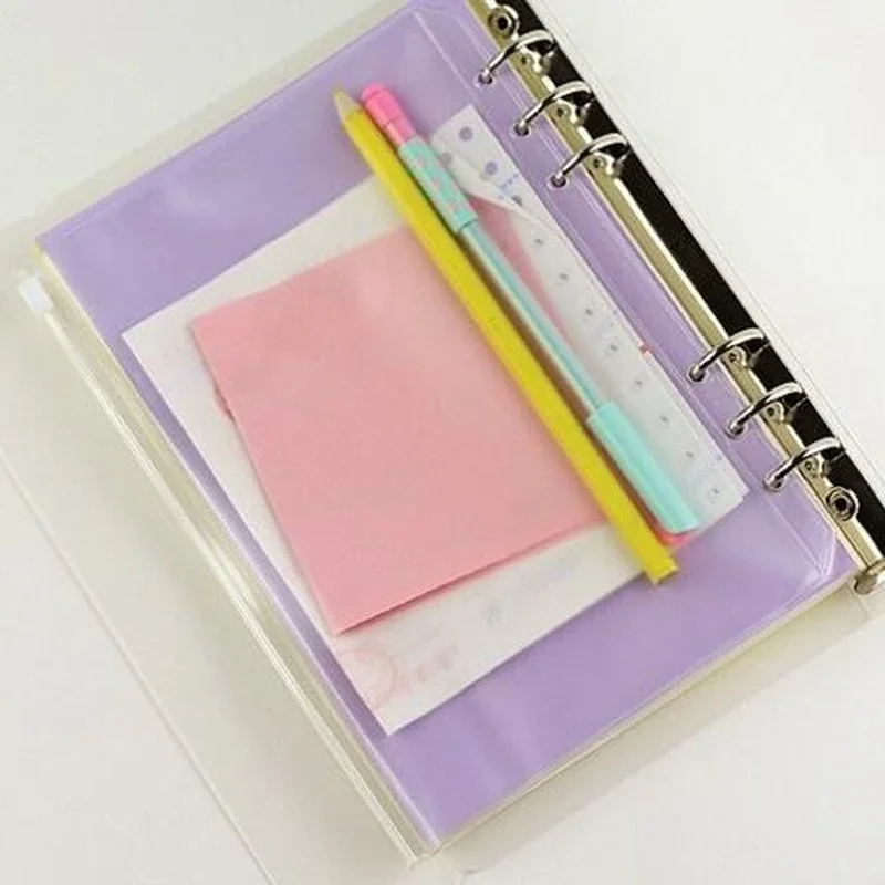 Transparent A5/A6/A7 Loose Leaf Page Pocket for Bill Bank Credit Cards Storage Notebook Decor Stickers Memo Pad Pocket