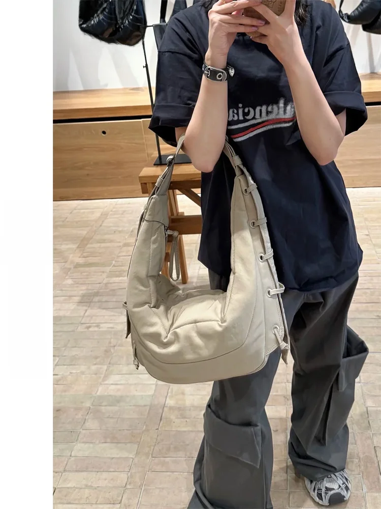 

Liuwang Ni Dragon Horn Сумка через плечо для отдыха с регулируемым ремешком Lazy Sle Nylon Bao Suo Hua Повседневная простая ветровая сумка