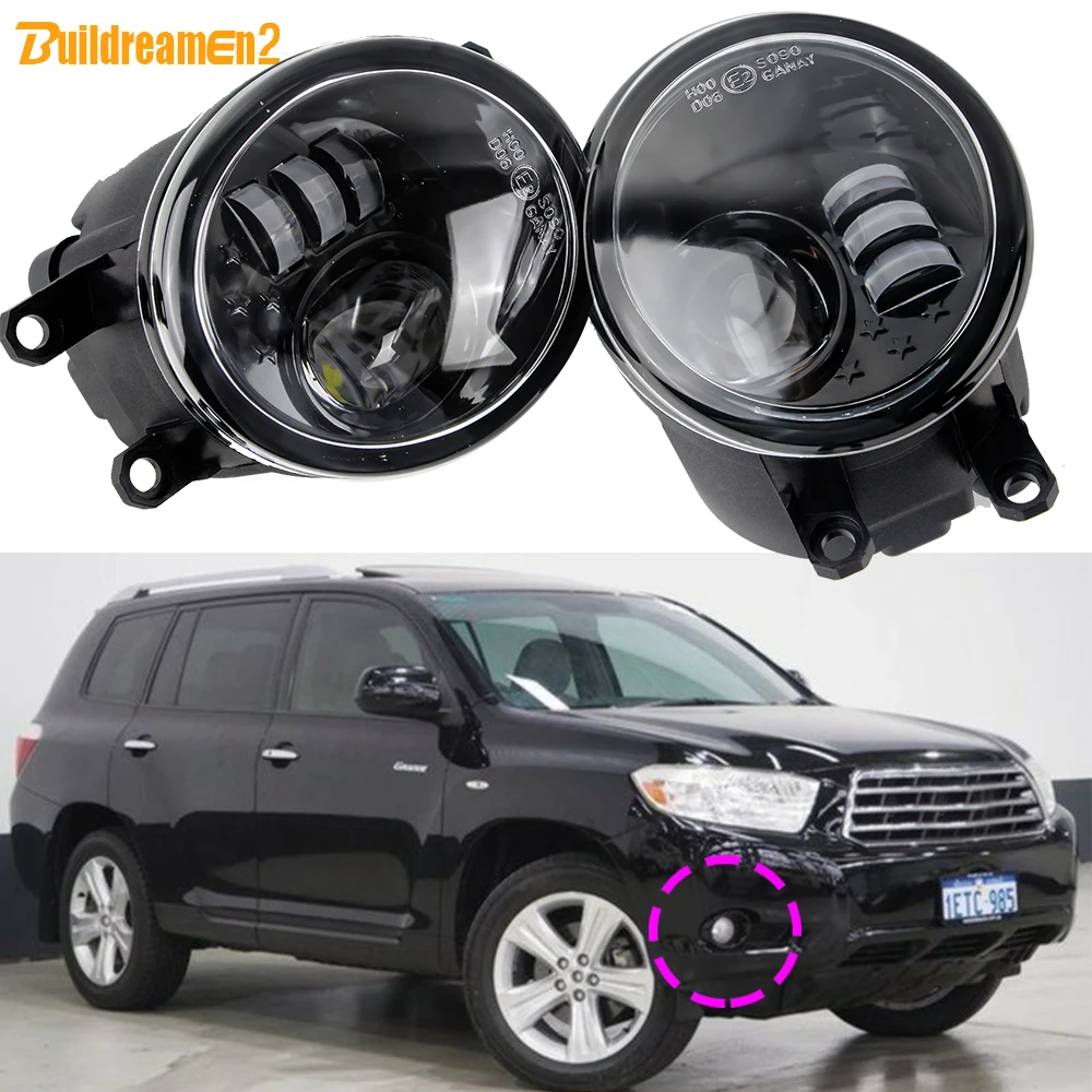 2 Pieces 30W 6000LM Glass Lens LED Fog Light Car Front Fog Driving DRL Lamp For Toyota Kluger GSU 40 Series 2007 2008 2009 2010