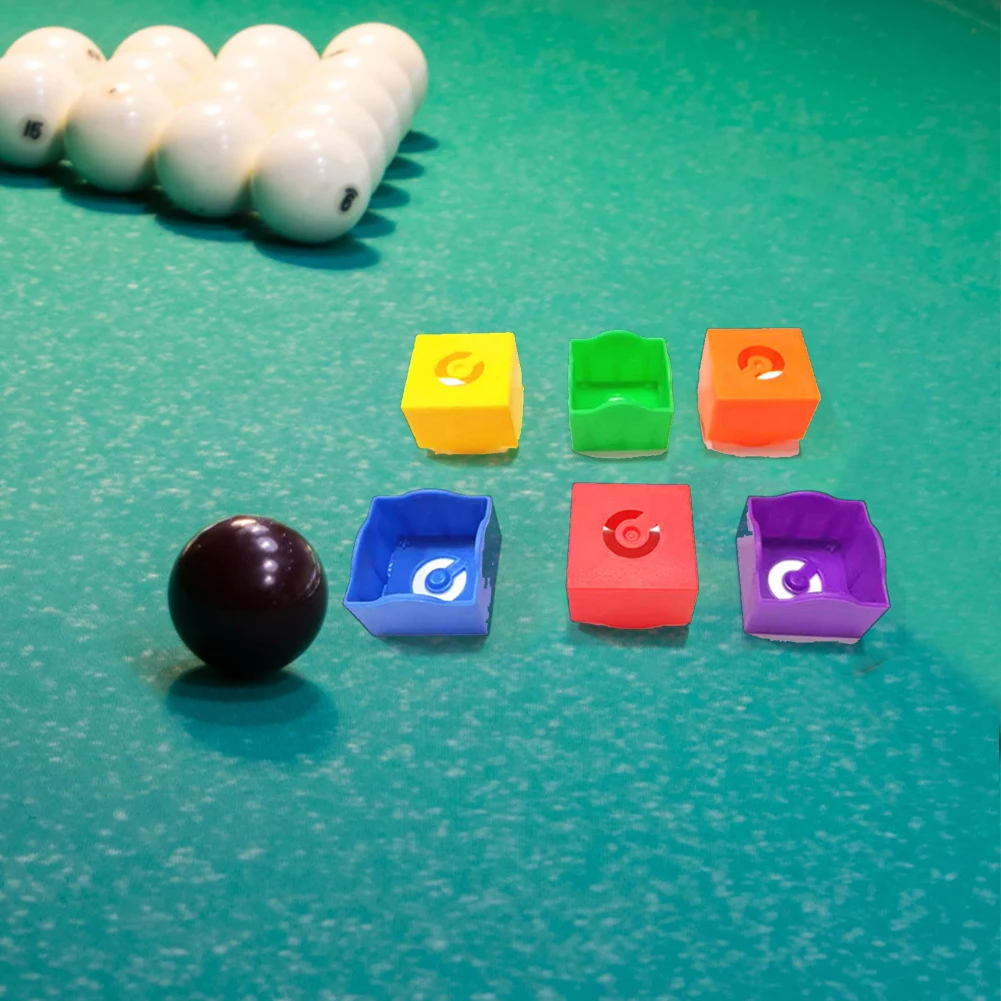 

12pcs Pool Cue Chalk Cases Plastic 6 Colors Snooker Cue Rub Chalk Clamps Square Professional Billiard Accessories