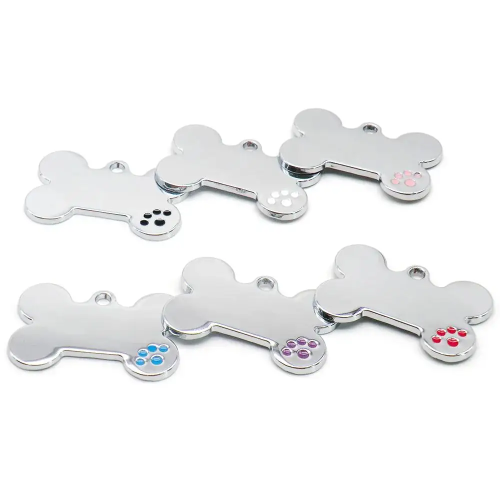 

20Pcs DOG ID TAG Bone Paw NamePlate Charms Dog Bone Shape Tag DIY engraving Dogs Laser Jewelry Pendants Silver Making Findings